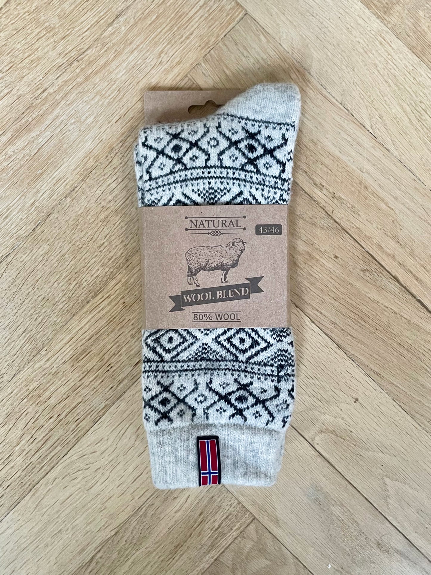 ULDSOKKER - NORSKE MED SORT MØNSTER